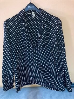 Black Polka Dot Button-Front Blouse - Elegant Women’s Top